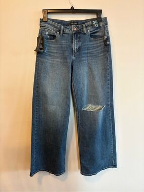 Silver Jeans Women's Wide-Leg Distressed Denim - Blue Wash